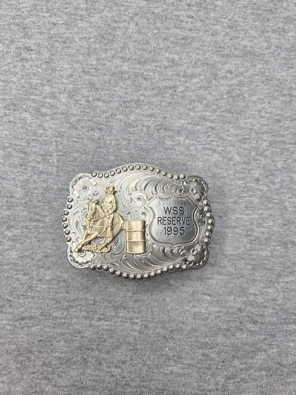 Wage's Silversmiths 1995 Reserve Hand Engraved German Silver Trophy Belt Buckle